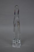 A DAUM GLASS FIGURE OF THE MADONNA, etched marks to front of base, height approximately 37.5cm