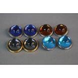 A COLLECTION OF LALIQUE CABOCHON GLASS EARRINGS, four pairs of clips earrings, colours to include