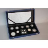 A ROYAL MINT CASED 13 COIN SILVER PROOF SET 2006, The Queens 80th Birthday Collection Crown to