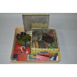 A QUANTITY OF UNBOXED AND ASSORTED MECCANO, mainly c.1930's and 1940's, to include wheels,