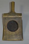 A BRASS MIDLAND RED BUS WHEEL CHOCK, marked Midland Red top, length approximately 33cm