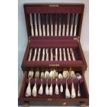 A CANTEEN OF MATCHED FIDDLE, THREAD AND SHELL PATTERN CUTLERY, comprising a sauce ladle, Chawner &