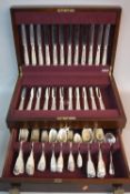 A CANTEEN OF MATCHED FIDDLE, THREAD AND SHELL PATTERN CUTLERY, comprising a sauce ladle, Chawner &