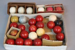 TWENTY TWO LATE VICTORIAN IVORY SNOOKER BALLS, some staining loss/colour fading, incomplete set,