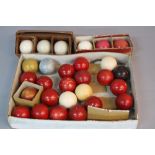 TWENTY TWO LATE VICTORIAN IVORY SNOOKER BALLS, some staining loss/colour fading, incomplete set,