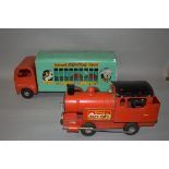 AN UNBOXED TRI-ANG 300 SERIES PRESSED STEEL CIRCUS VAN, missing all the animals and the front grille