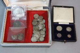 A BOXED 1904 MAUNDY SET EDWARD VII, together with a Edward VII crown 1902, an amount of silver three