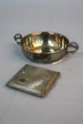 A GEORGE VI SQUARE SILVER COMPACT, engine turned decoration with vacant cartouche, maker Randie