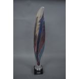 A CHROMED PROPELLOR BLADE MOUNTED ON A SLATE BASE, bears oval plaque 'Aviation Transformation',