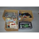 A QUANTITY OF UNBOXED AND ASSORTED LEGO, to include a quantity of railway rolling stock and track,