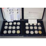 A ROYAL MINT GOLDEN WEDDING 24 COIN COLLECTION, in .925 silver many with gold Cameo's, with