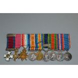 A PERIOD GROUP OF MINIATURE MEDALS, on a wearing bar, attributed(by vendor) to a Brigadier John