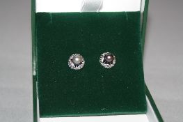 A MODERN PAIR OF 14CT WHITE GOLD AKOYA CULTURED PEARL EAR STUDS, pearls measuring approximately 5.