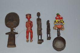 TRIBAL INTEREST, a carved treen Ashanti doll, height approximately 25.5cm, two carved wooden African
