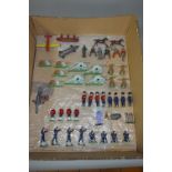 A QUANTITY OF ASSORTED PLAYWORN CAST LEAD FIGURES, Cowboys and Red Indian, Soldiers, Guardsmen