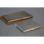 AN ELIZABETH II RECTANGULAR SILVER CIGARETTE CASE, engine turned decoration, canted corners, maker