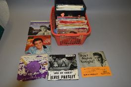 A TRAY OF OVER 100 SINGLES AND EPS, including Elvis Presley Good Rockin Tonight, Jailhouse Rock,