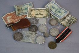 AN AMOUNT OF CROWN SIZE SILVER COINAGE, to include Tokyo Olympic 1000 Yen 1964, Balivares (Jaguar)