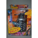 A BOXED PRODUCT ENTERPRISES BATTERY OPERATED RADIO COMMAND DALEK, No.RCD-1, approximately 25cm high,