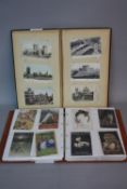 AN EDWARDIAN POSTCARD ALBUM, containing approximately one hundred and nineteen postcards,