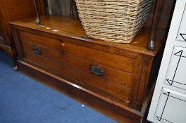 AN EDWARDIAN WALNUT SINGLE DRAWER CHEST, (made from base of wardrobe)
