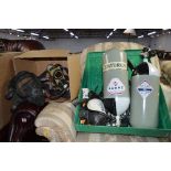 SET OF EMERGENCY BREATHING APPARATUS, including two sabre oxygen bottles, (one bottle attached, with