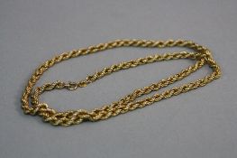 A 9CT ROPE LINK NECKLACE, approximate length 55cm, approximate weight 9.1 grams