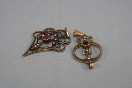 TWO 9CT EDWARDIAN PENDANTS, approximate weight 4.4 grams