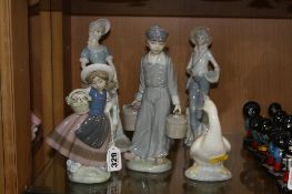 TWO LLADRO FIGURES, to include 'Sweet Scent' No 5221 (chips to leaves/flower in basket) and Dutch
