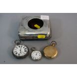 TWO SILVER POCKET WATCHES, gold plated full hunter and a silver watch case (4)