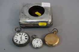 TWO SILVER POCKET WATCHES, gold plated full hunter and a silver watch case (4)