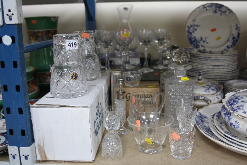 VARIOUS CUT/CLEAR GLASS ITEMS, to include boxed Georgian crystal carafe and glass sets, boxed