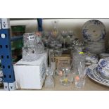 VARIOUS CUT/CLEAR GLASS ITEMS, to include boxed Georgian crystal carafe and glass sets, boxed