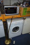 A HOTPOINT WF541 WASHING MACHINE, silver microwave and a modern standard reading lamp (3)