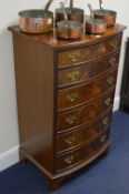 A TALL MAHOGANY CHEST, of six graduated drawers, approximate size width 61cm x height 105cm x