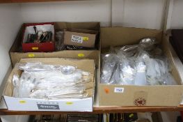 A LARGE QUANTITY OF PLATED FLATWARE, etc