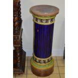 A MARJOLICA GLAZED JARDINIERE STAND, of column form, approximate height 93cm