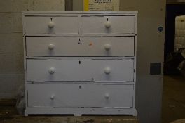 A PAINTED CHEST OF FIVE DRAWERS