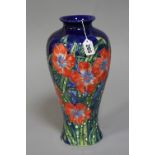 A LARGE OLD TUPTON VASE, tubed lined Hibiscus pattern, approximate height 33cm