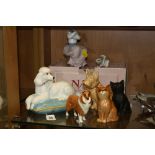 FOUR BESWICK ANIMALS, Poodle on Cushion No 2985, matt, Collie No 1814 and two Persian Kittens No