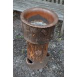 A TREACLE GLAZED PLANTER, on a seperate base in the form of a tree stump