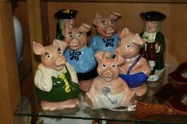 FIVE NATWEST PIGGY BANKS, Woody, Annabel, Maxwell and two Lady Hilary, together with two Wade '