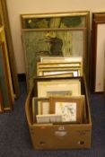 PAINTINGS AND PRINTS, a box of assorted paintings, prints and needlework pictures (box and three