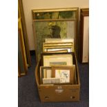 PAINTINGS AND PRINTS, a box of assorted paintings, prints and needlework pictures (box and three