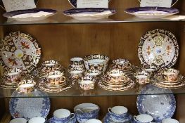 ROYAL CROWN DERBY IMARI TEAWARES, '2451' pattern, to include two cake plates, milk jug, sugar