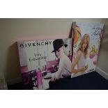 TWO FRENCH ADVERTISING POSTERS/BOARDS, both advertising Givenchy and Nina Ricci perfumes