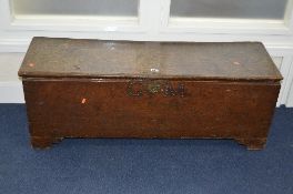 AN 18TH CENTURY OAK BLANKET CHEST, with inner candle box and drawer, bearing initials G M to