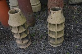 A PAIR OF LOUVRE VERTED CHIMNEY POTS