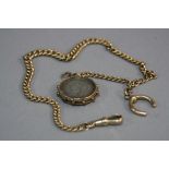 AN EARLY 20TH CENTURY 9CT GOLD SINGLE ALBERT CHAIN, graduated polished plain curb links each stamped