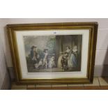 AFTER CLIFFORD R. JAMES, a colour print of boys being welcomed home, signed in pencil and bearing